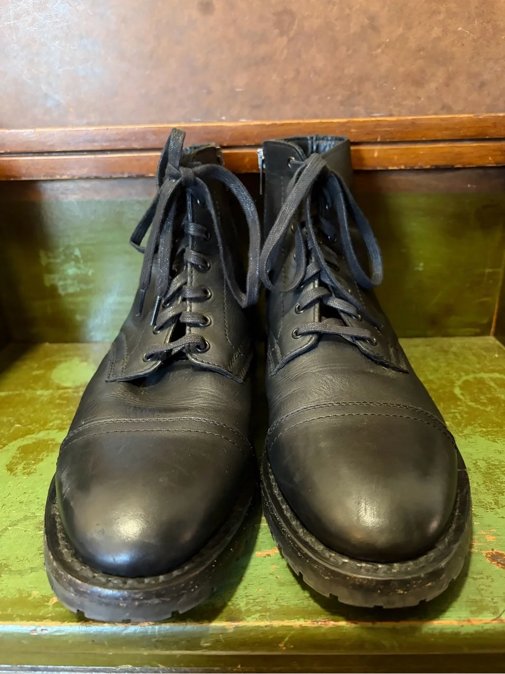 Thursday Boot Company- Men’s Black Leather Cap-Toe Lace-Up Boots